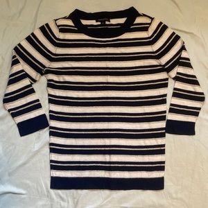 Banana Republic Blue and Gold Striped Sweater size Medium